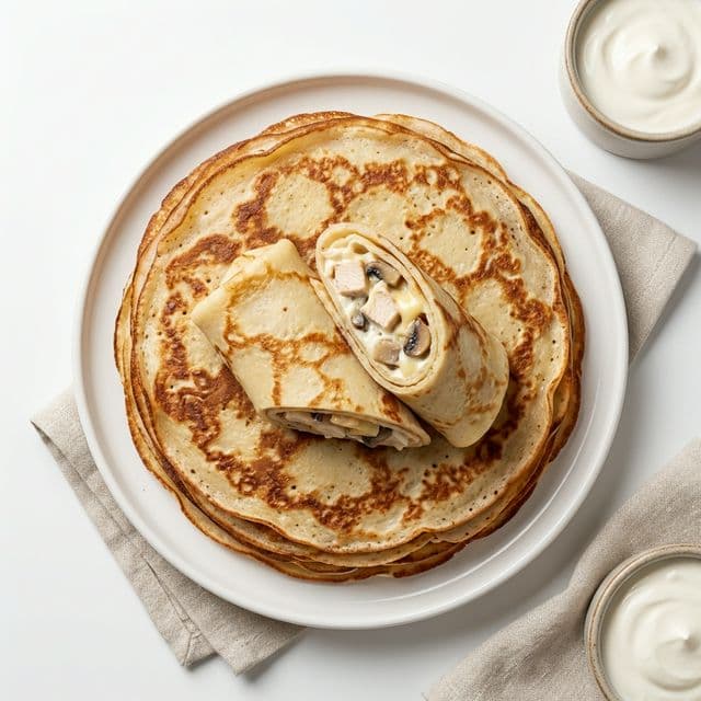 Palačinke Žilijen (piletina, pečurke, sir)