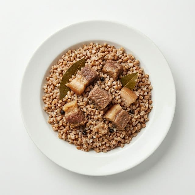 Heljdina kaša sa dinstanim mesom