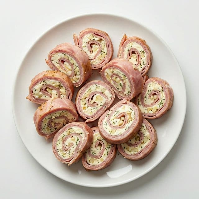 Рулеты с ветчиной с сыром и чесноком